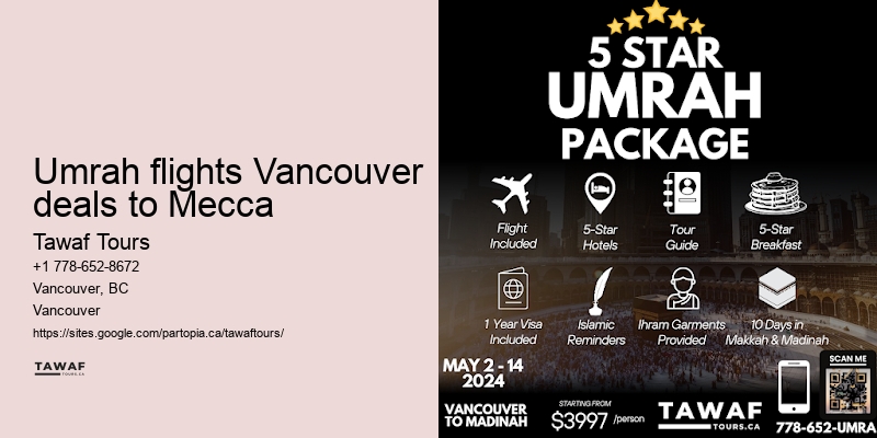 Umrah flights Vancouver deals to Mecca